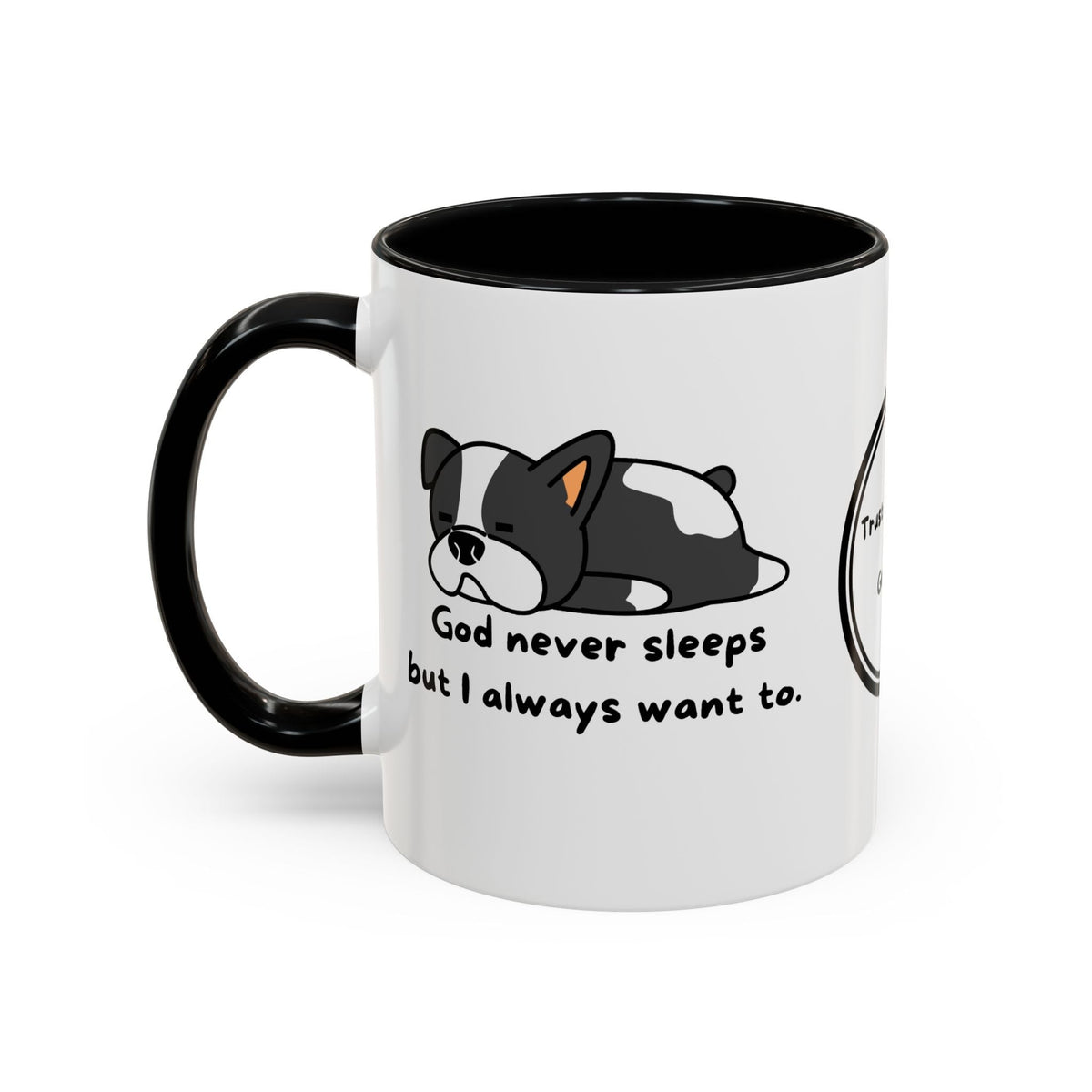 Christian "God never sleeps" 11 oz and 15oz Accent Mug, multiple colors, Christian Mug