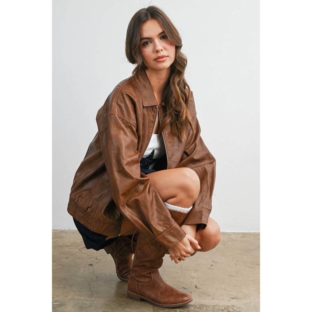 Alexandria Collared Leather Jacket