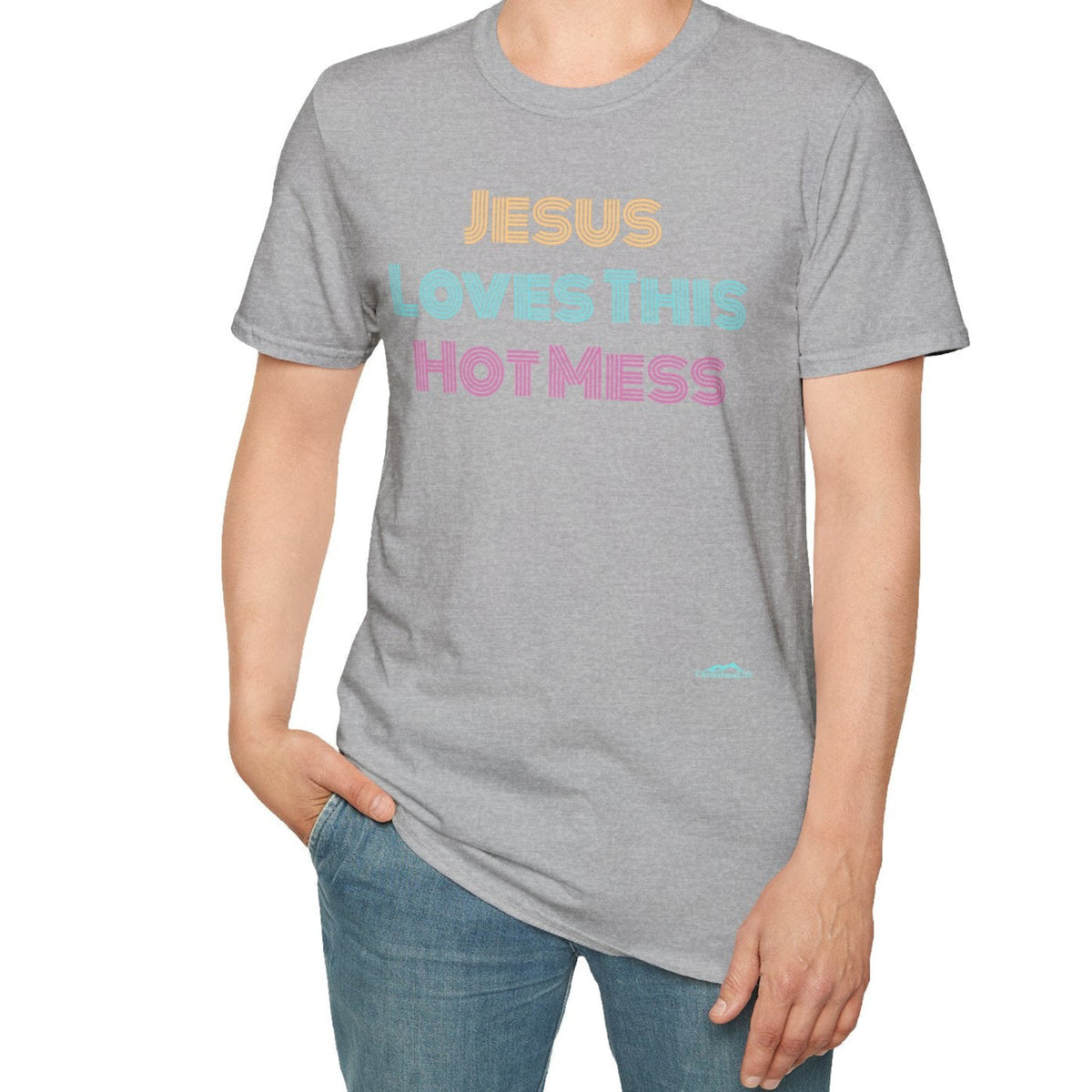 Unisex "Jesus Loves this Hot Mess" Christian Cotton Softstyle T-Shirt