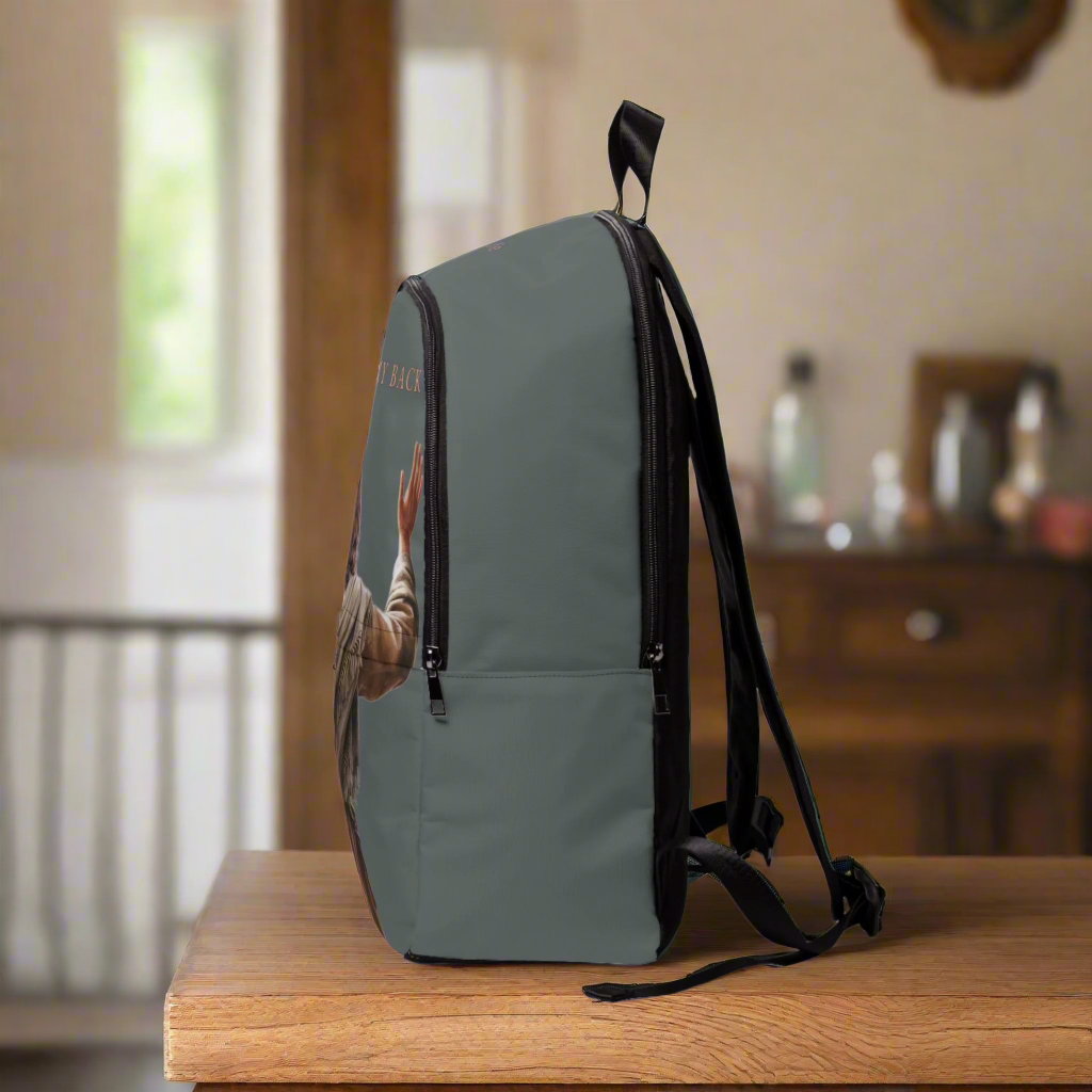 "Jesus Has My Back" Graphic design Christian Backpack (Choose Grey Shade)