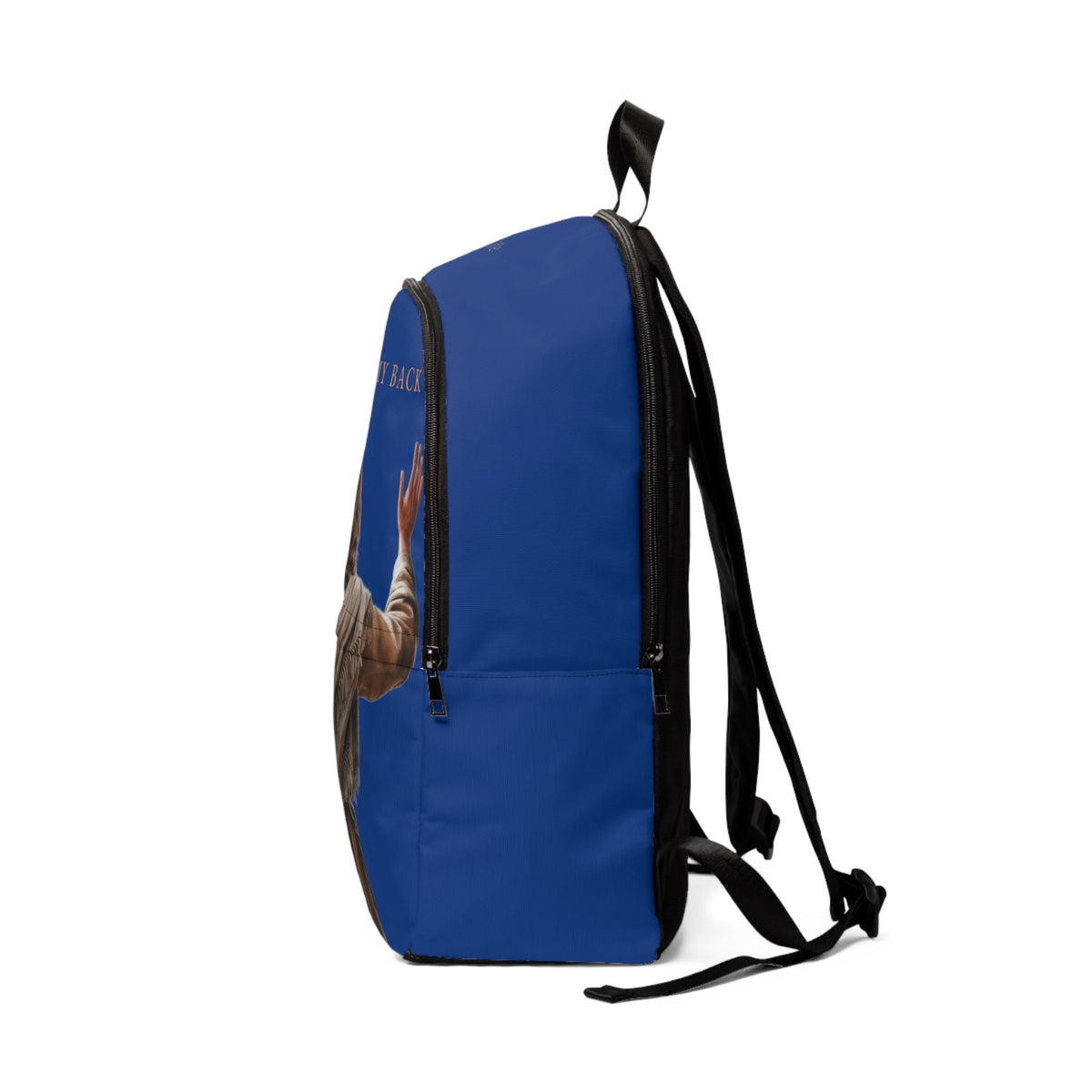 "Jesus Has My Back" design Christian Backpack (Choose Blue Shade)