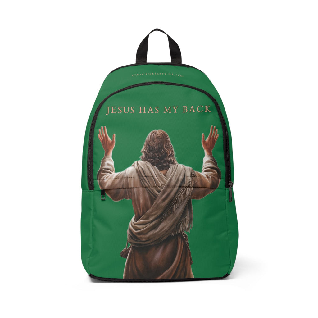 "Jesus Has My Back" Christian Backpack (Choose Green Shade)