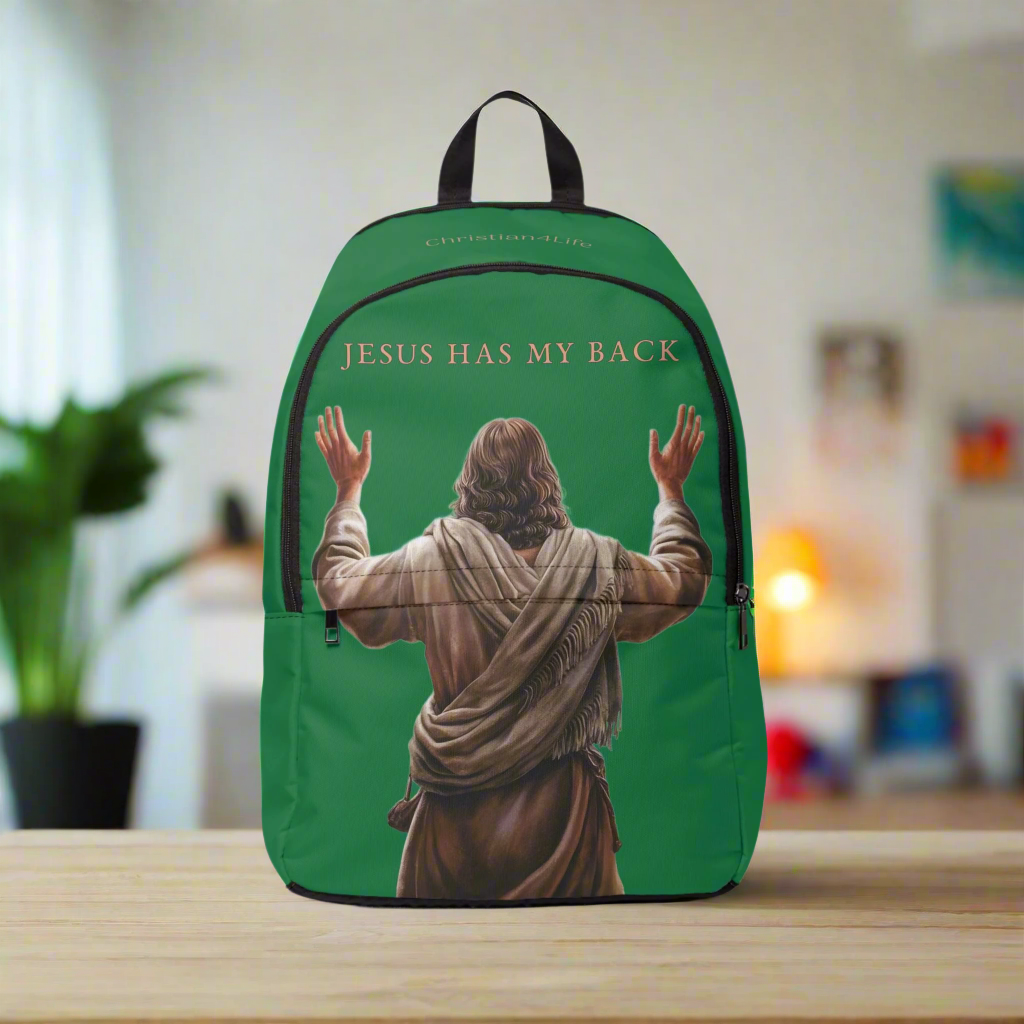 "Jesus Has My Back" Christian Backpack (Choose Green Shade)