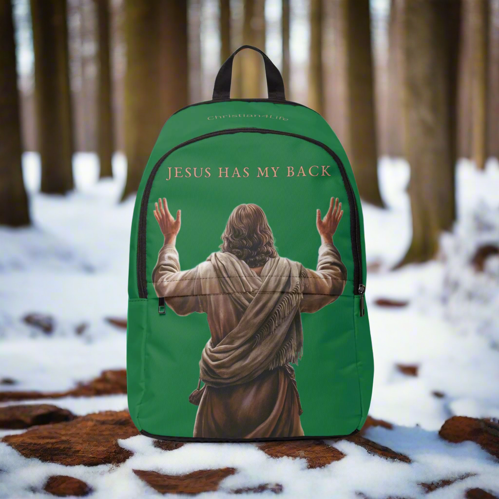 "Jesus Has My Back" Christian Backpack (Choose Green Shade)