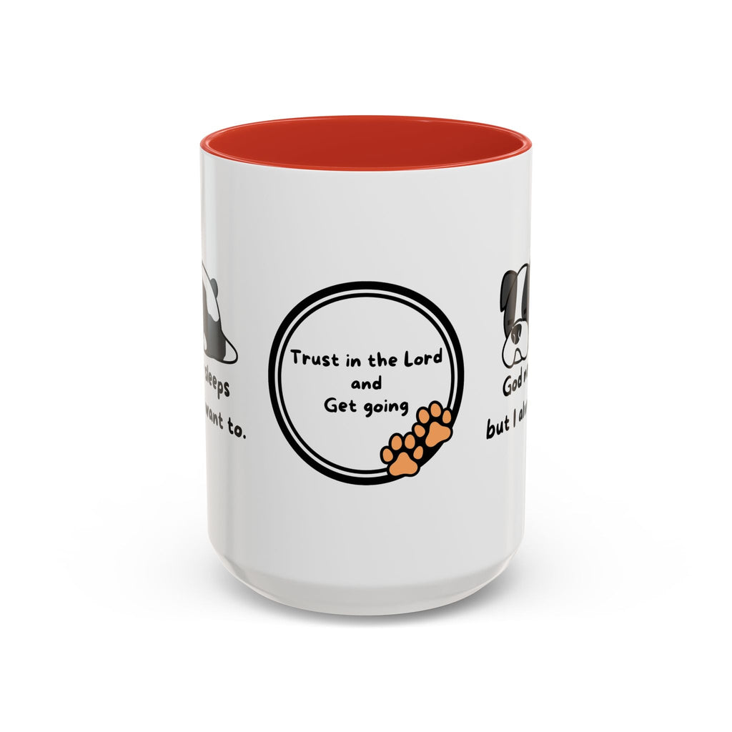 Christian "God never sleeps" 11 oz and 15oz Accent Mug, multiple colors, Christian Mug
