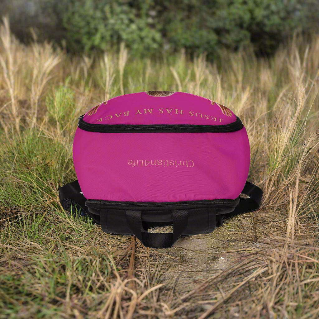 "Jesus Has My Back" Christian Backpack (Choose Pink Shade)
