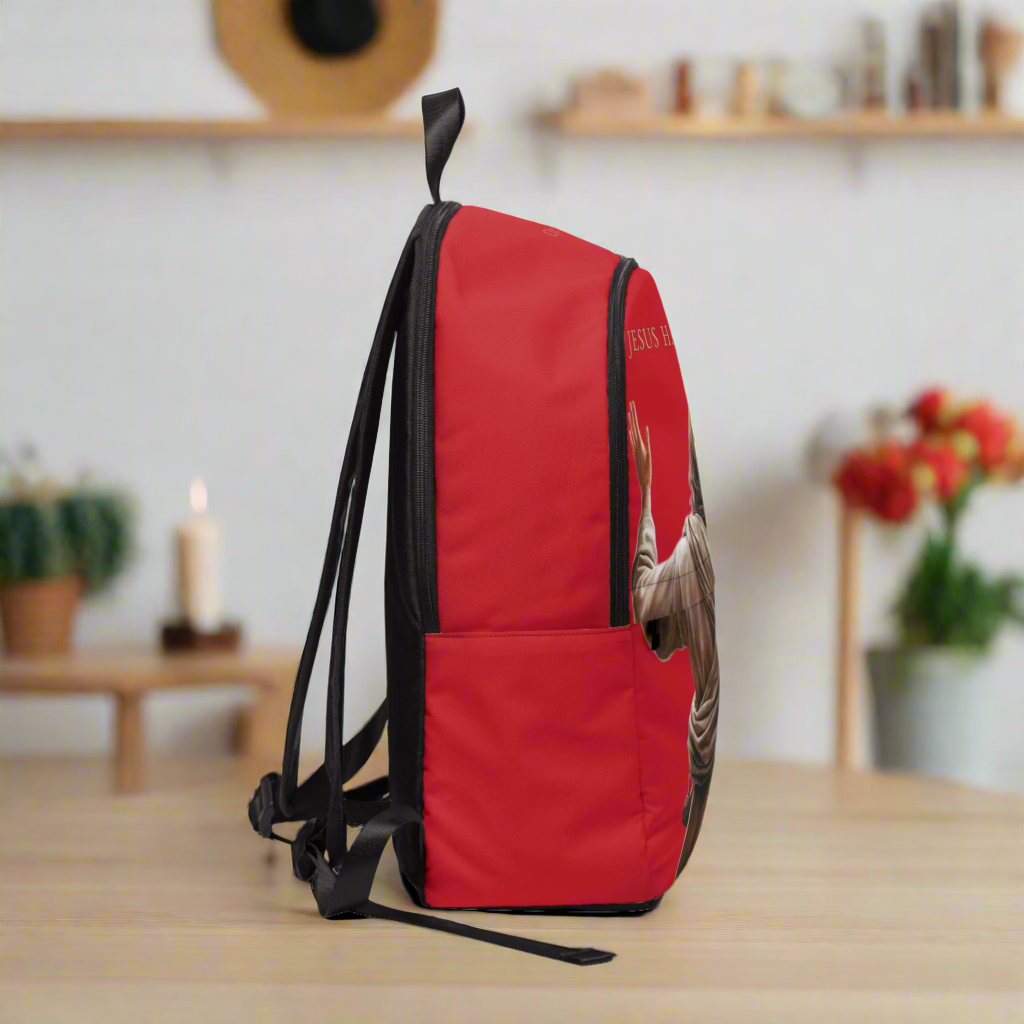 "Jesus Has My Back" Christian Backpack (Choose Red Shade)