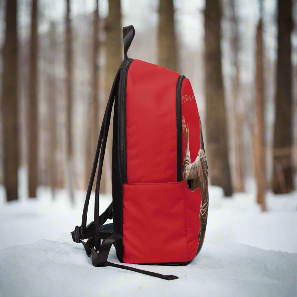 "Jesus Has My Back" Christian Backpack (Choose Red Shade)