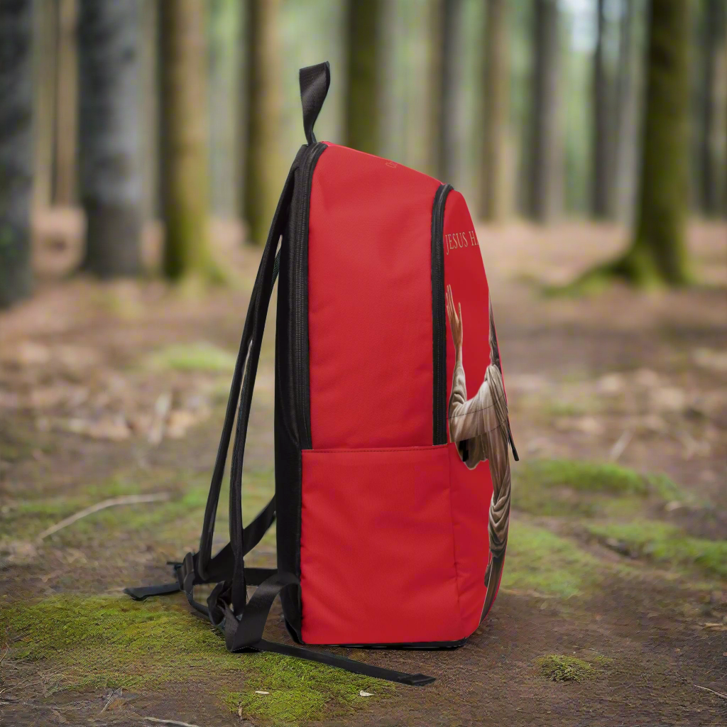"Jesus Has My Back" Christian Backpack (Choose Red Shade)