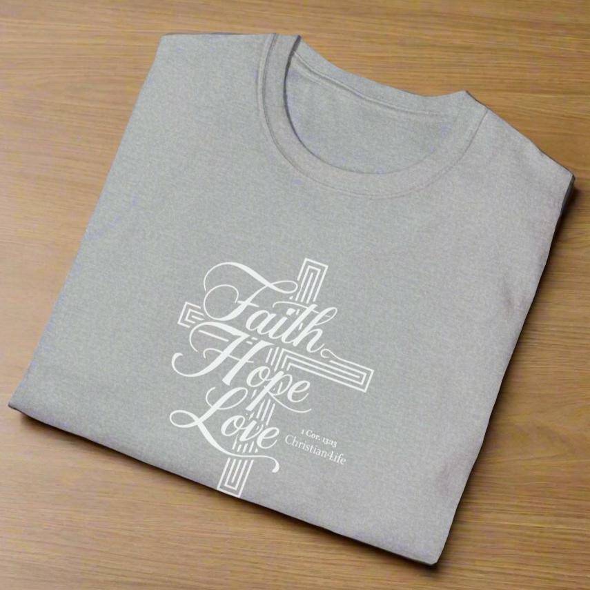 Unisex "Faith, Hope, Love" Christian Cotton Softstyle T-Shirt