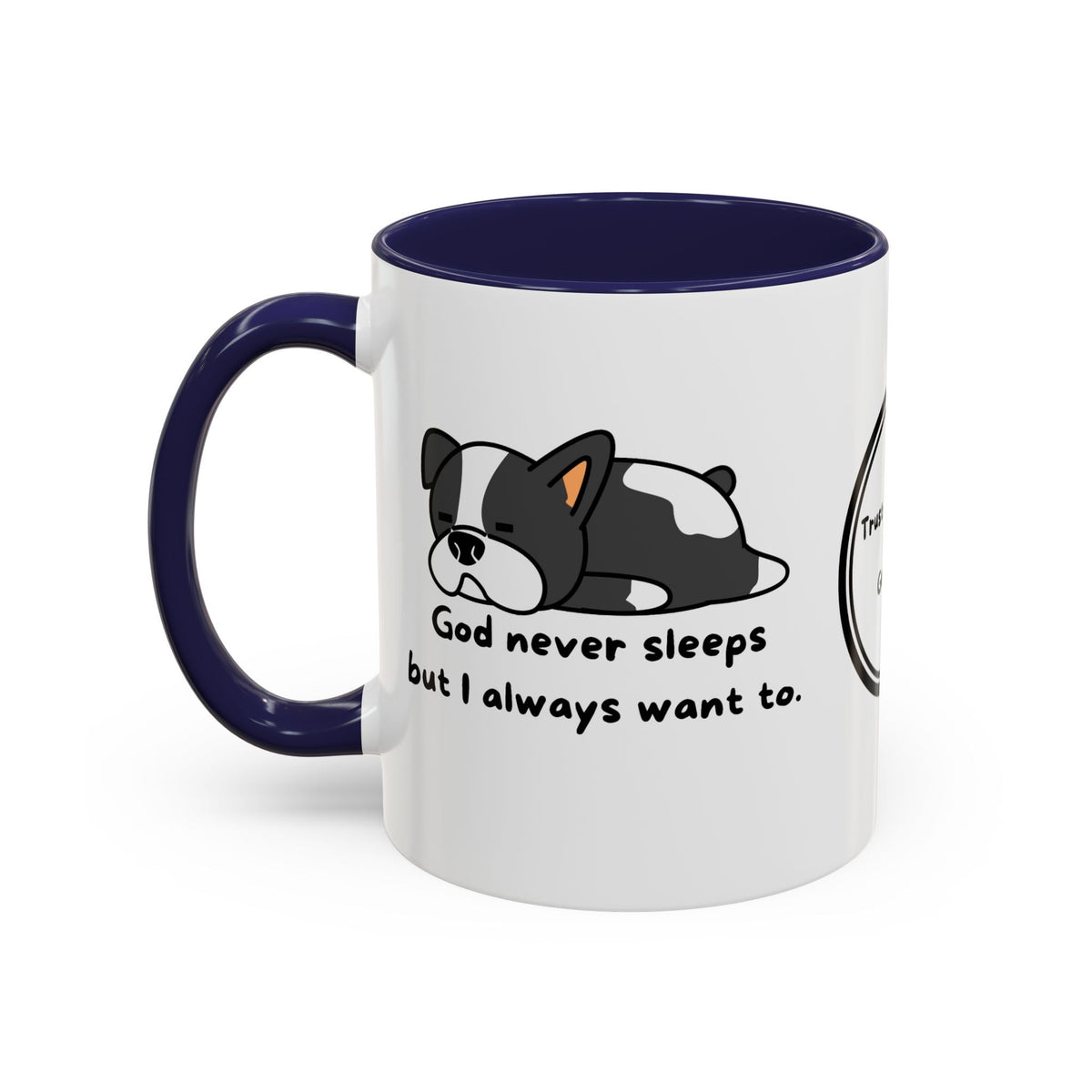 Christian "God never sleeps" 11 oz and 15oz Accent Mug, multiple colors, Christian Mug