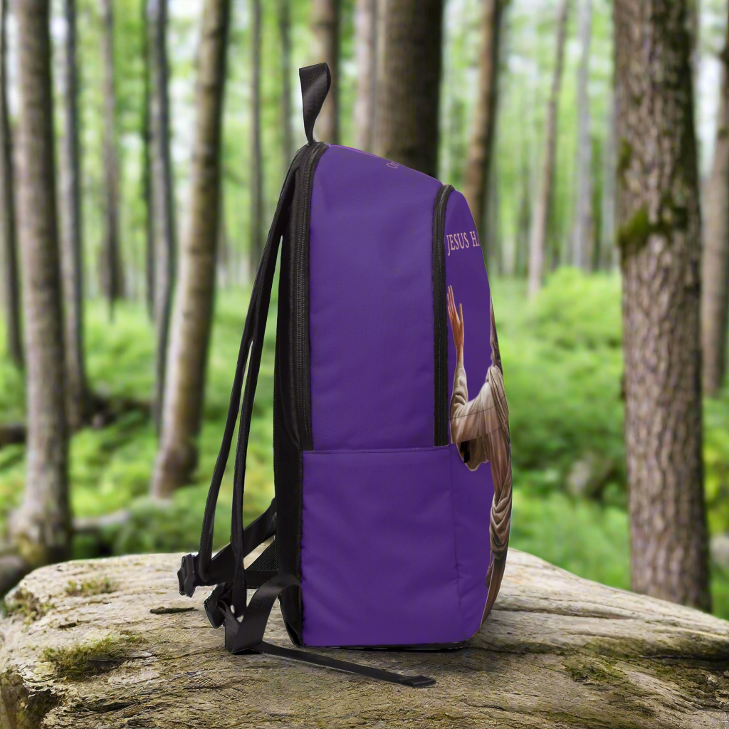 "Jesus Has My Back" Christian Backpack (Choose Purple Shade)