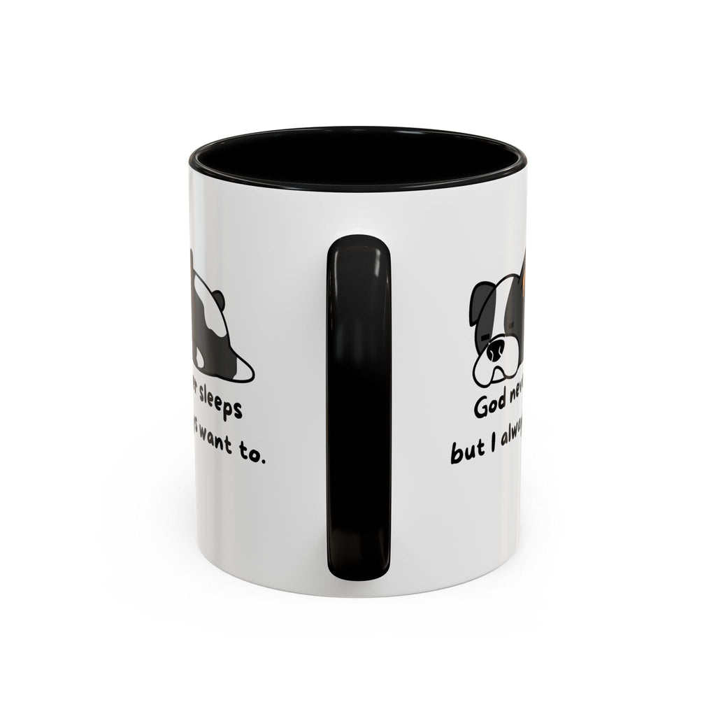 Christian "God never sleeps" 11 oz and 15oz Accent Mug, multiple colors, Christian Mug