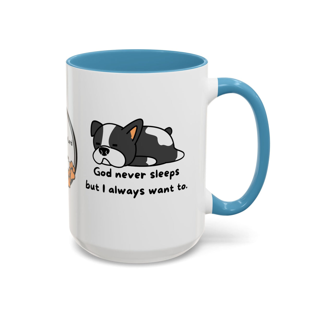 Christian "God never sleeps" 11 oz and 15oz Accent Mug, multiple colors, Christian Mug