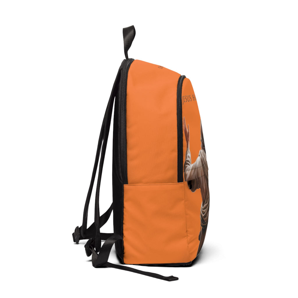 "Jesus Has My Back" Graphic design Christian Backpack (Choose Orange Shade)