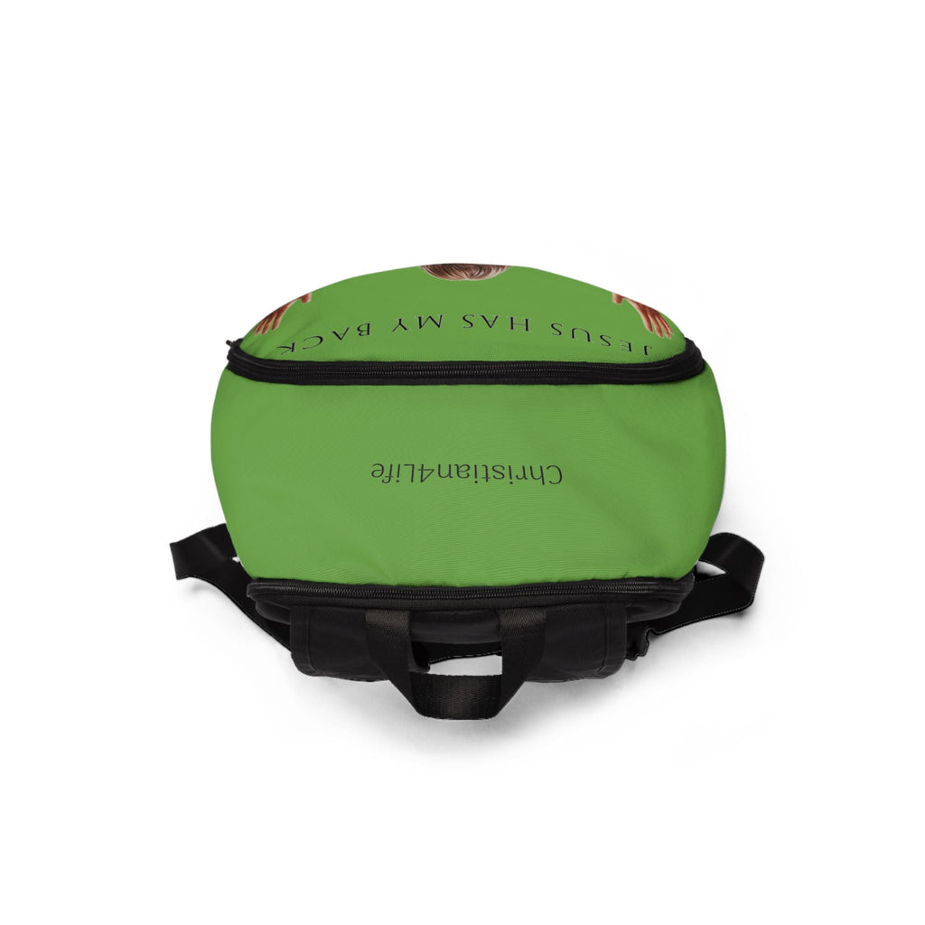 "Jesus Has My Back" Christian Backpack (Choose Green Shade)