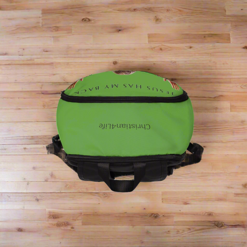 "Jesus Has My Back" Christian Backpack (Choose Green Shade)