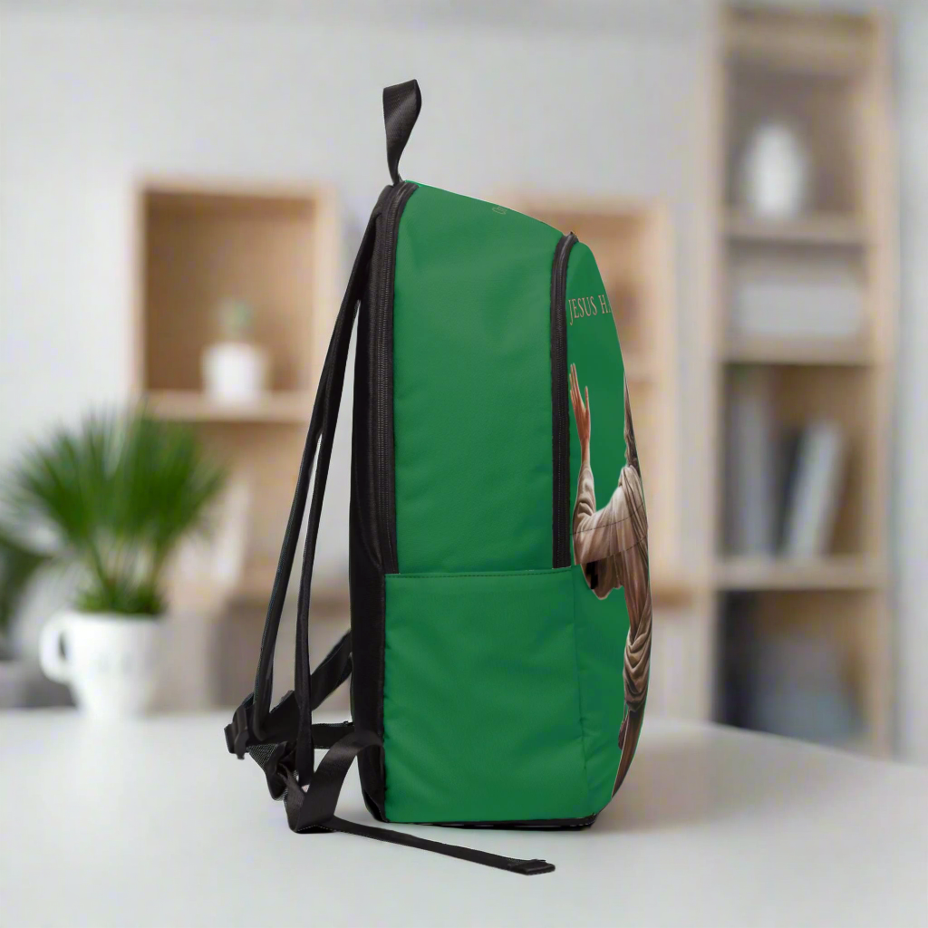 "Jesus Has My Back" Christian Backpack (Choose Green Shade)