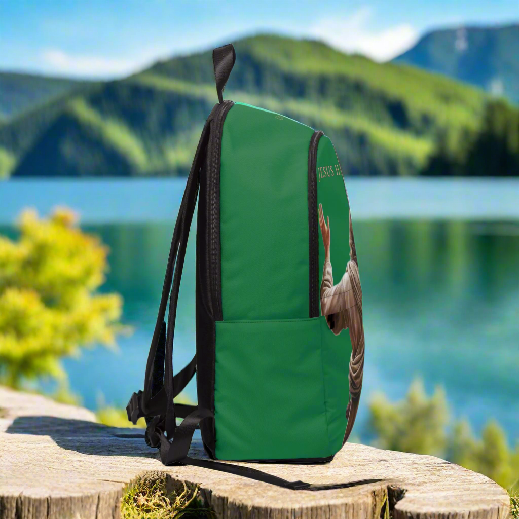 "Jesus Has My Back" Christian Backpack (Choose Green Shade)