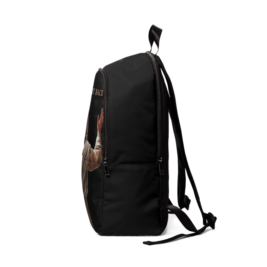 "Jesus Has My Back" Graphic design Christian Backpack (black)