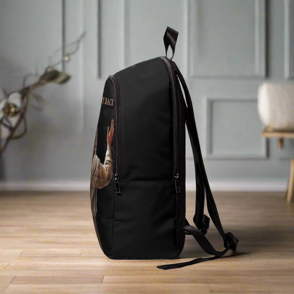 "Jesus Has My Back" Graphic design Christian Backpack (black)