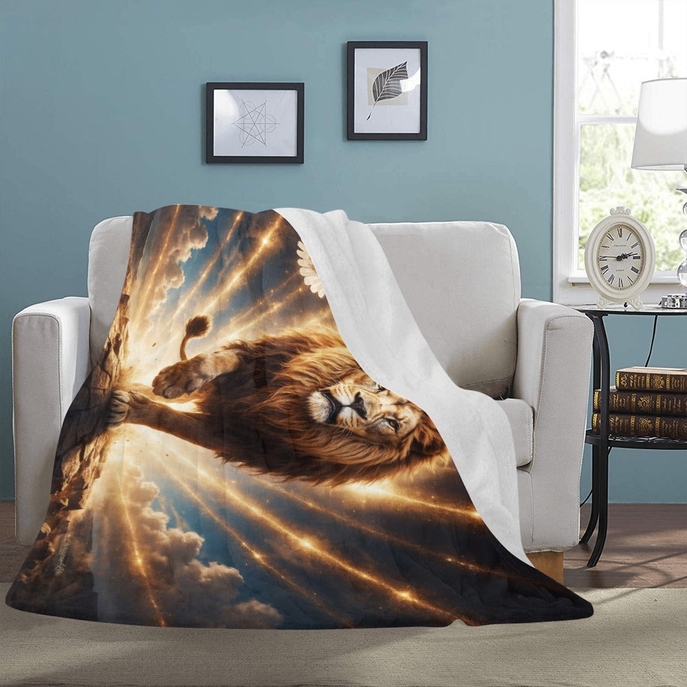 Lion of Judah, Holy Spirit, Clouds and Golden Rays -Ultra-Soft Micro Fleece Blanket (4 sizes)