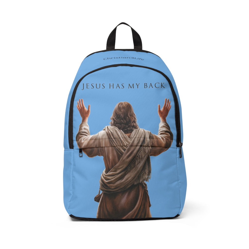 "Jesus Has My Back" design Christian Backpack (Choose Blue Shade)