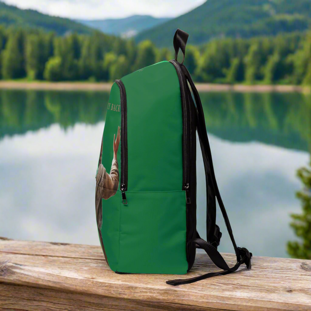 "Jesus Has My Back" Christian Backpack (Choose Green Shade)