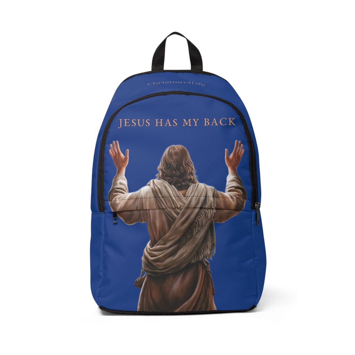 "Jesus Has My Back" design Christian Backpack (Choose Blue Shade)