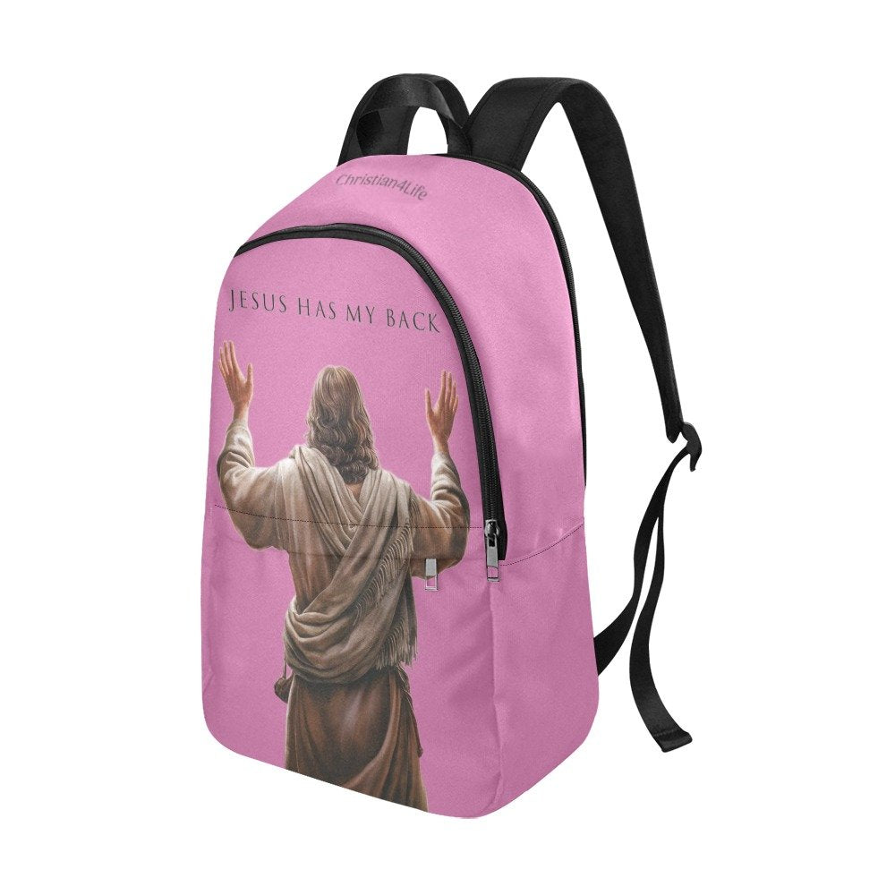"Jesus Has My Back" Christian Backpack (Choose Pink Shade)