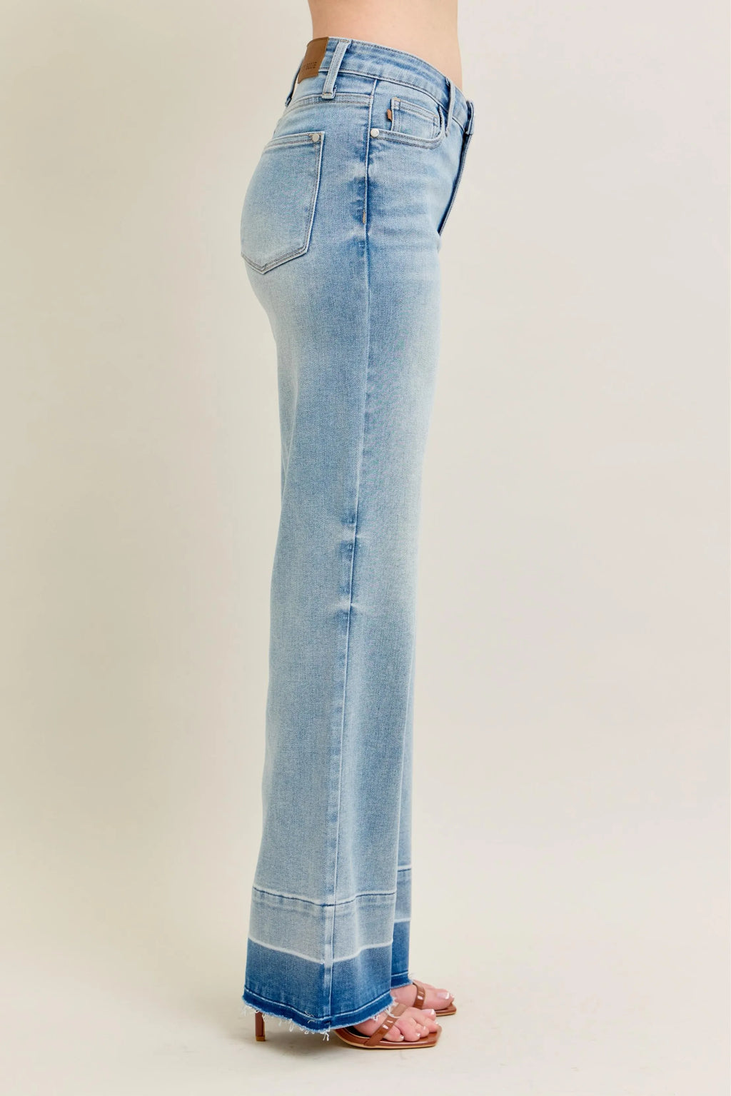 Judy Blue Full Size Mr Release Hem Wide Leg Jeans Plus Size