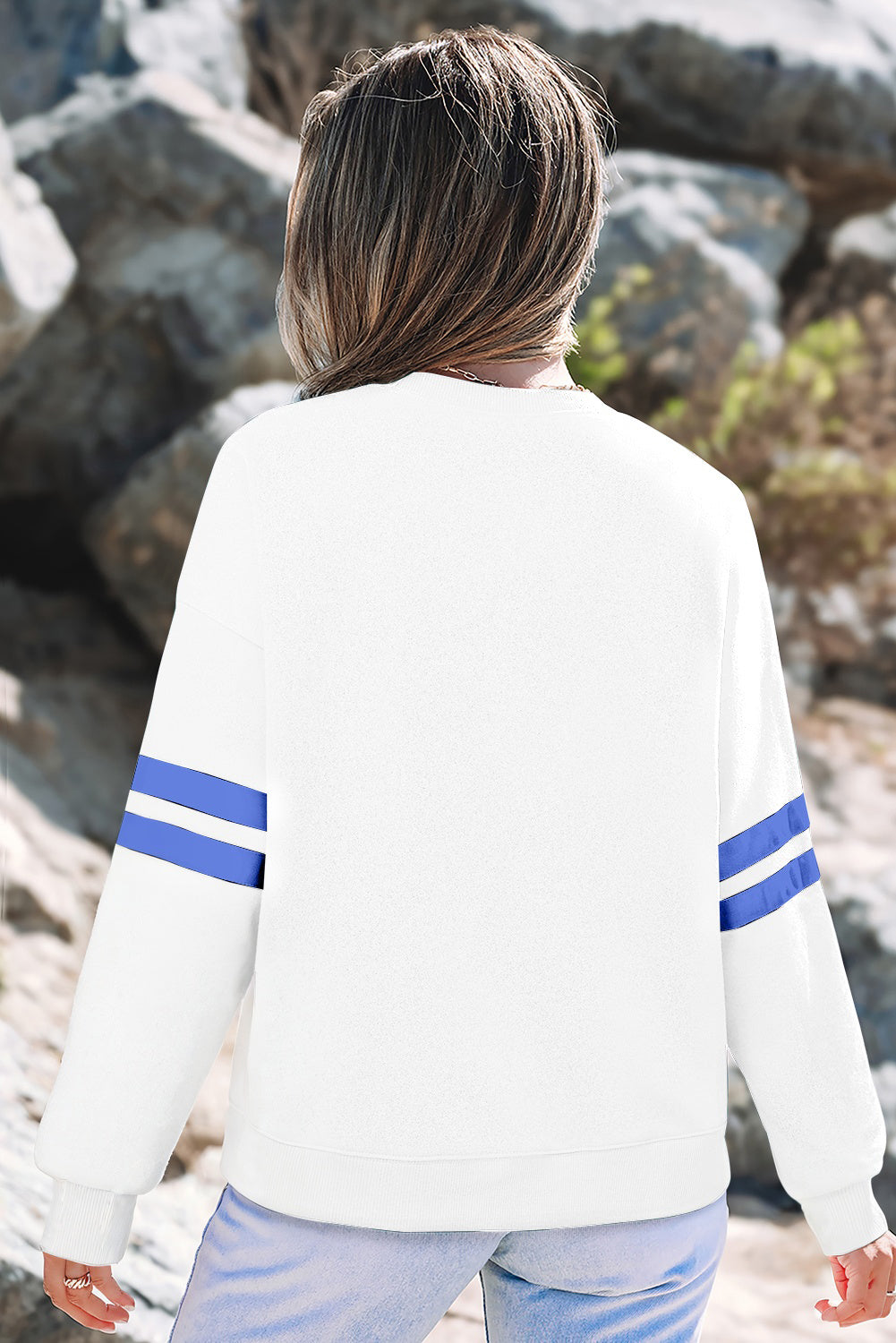 Coffee Varsity Striped Detail Drop Shoulder Oversized Sweatshirt