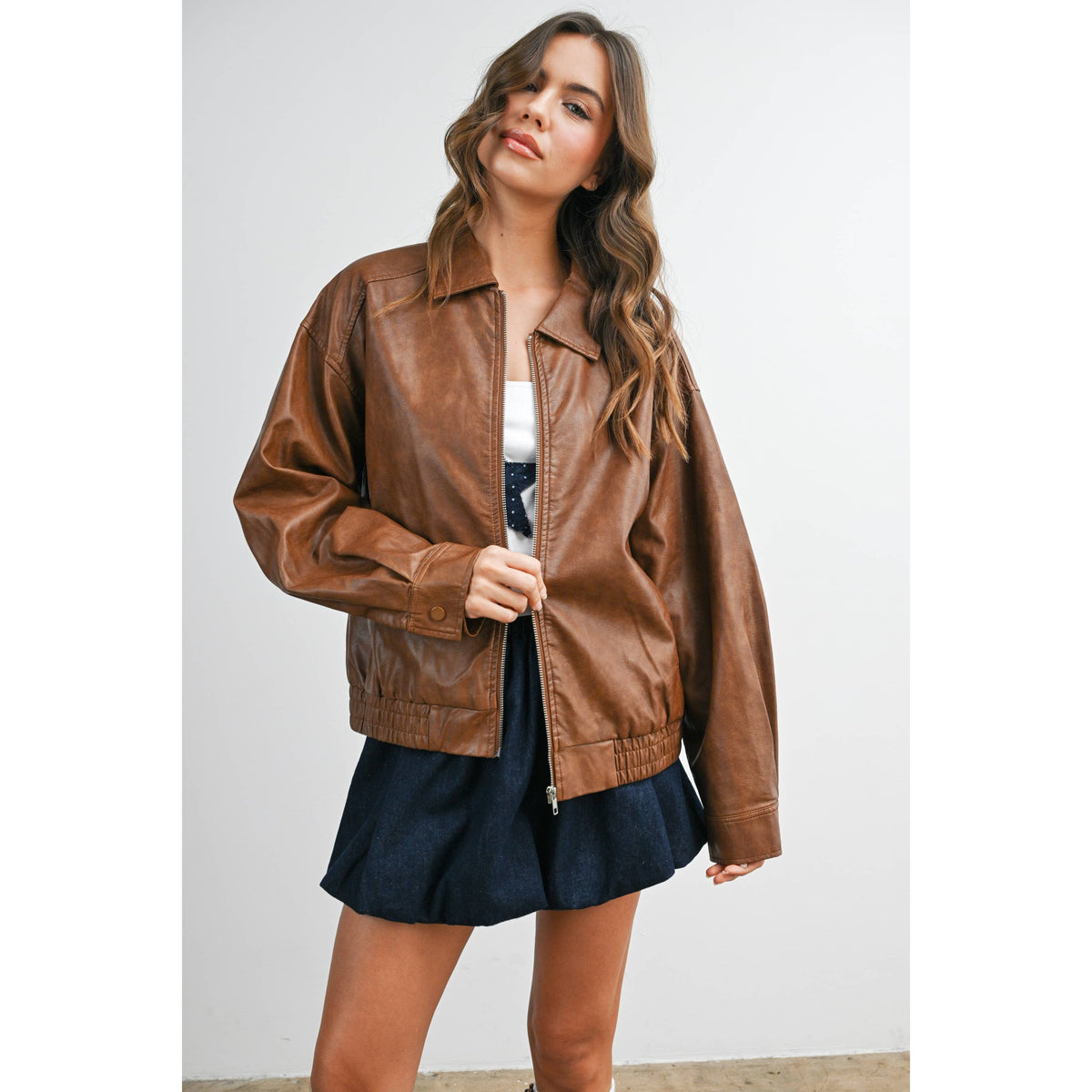Alexandria Collared Leather Jacket