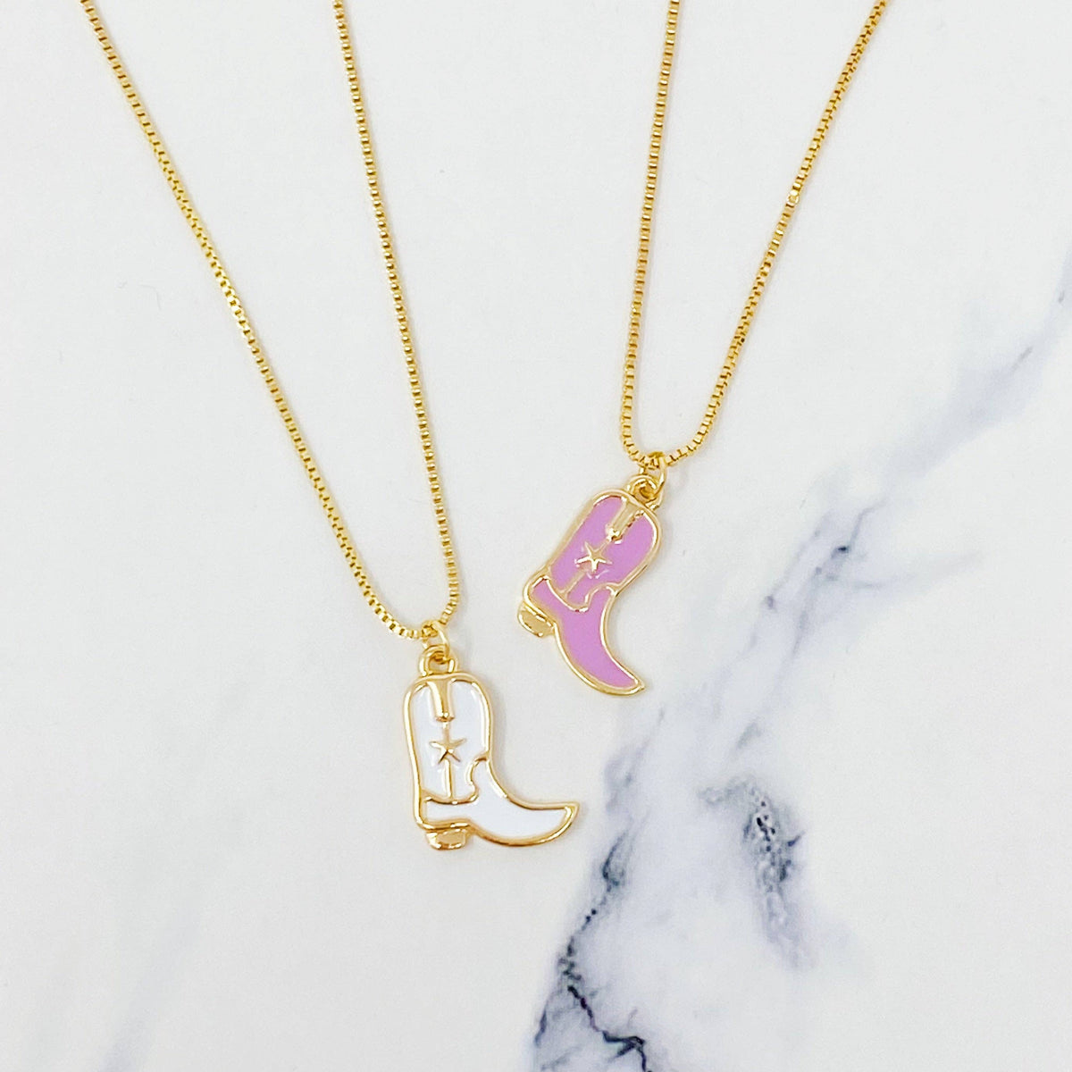 Cow Girl Boot Pendant Necklace