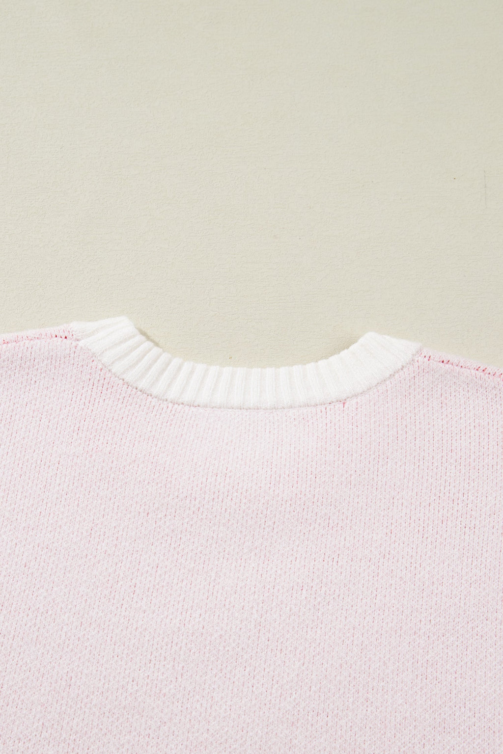 White Cherry Pattern Drop Shoulder Sweater