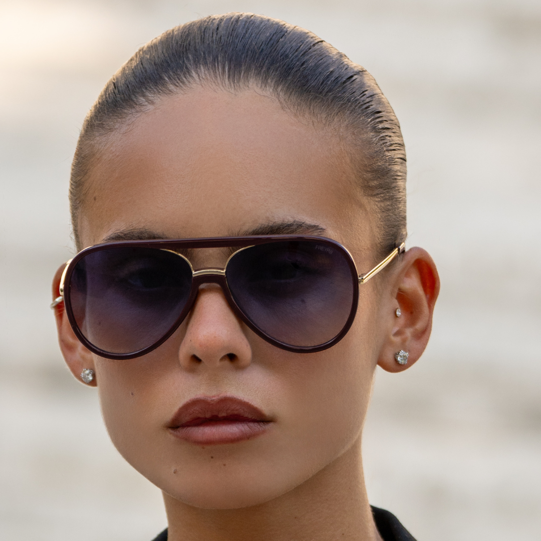 Shay Burgundy Aviator Sunglasses