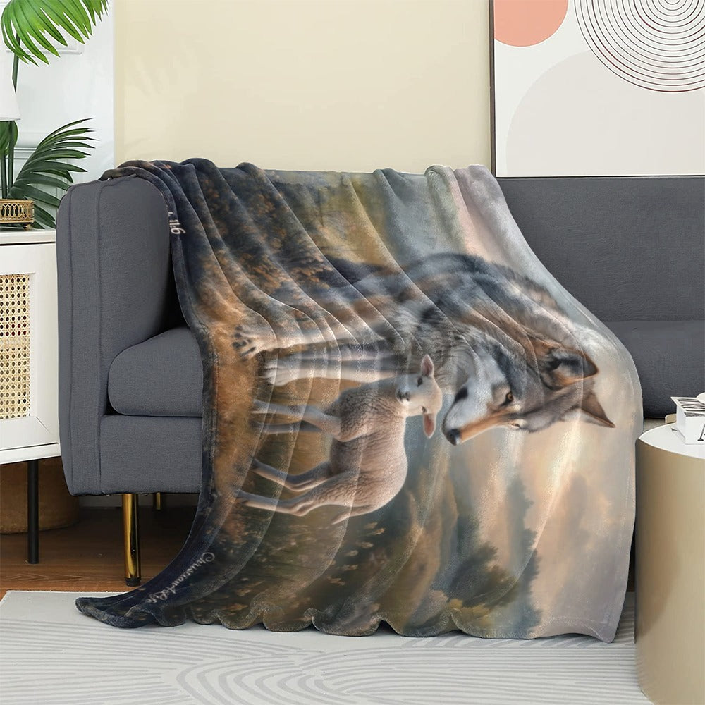 Wolf and Lamb-Isaiah 11:6 -Ultra-Soft Micro Fleece Blanket (multiple sizes)