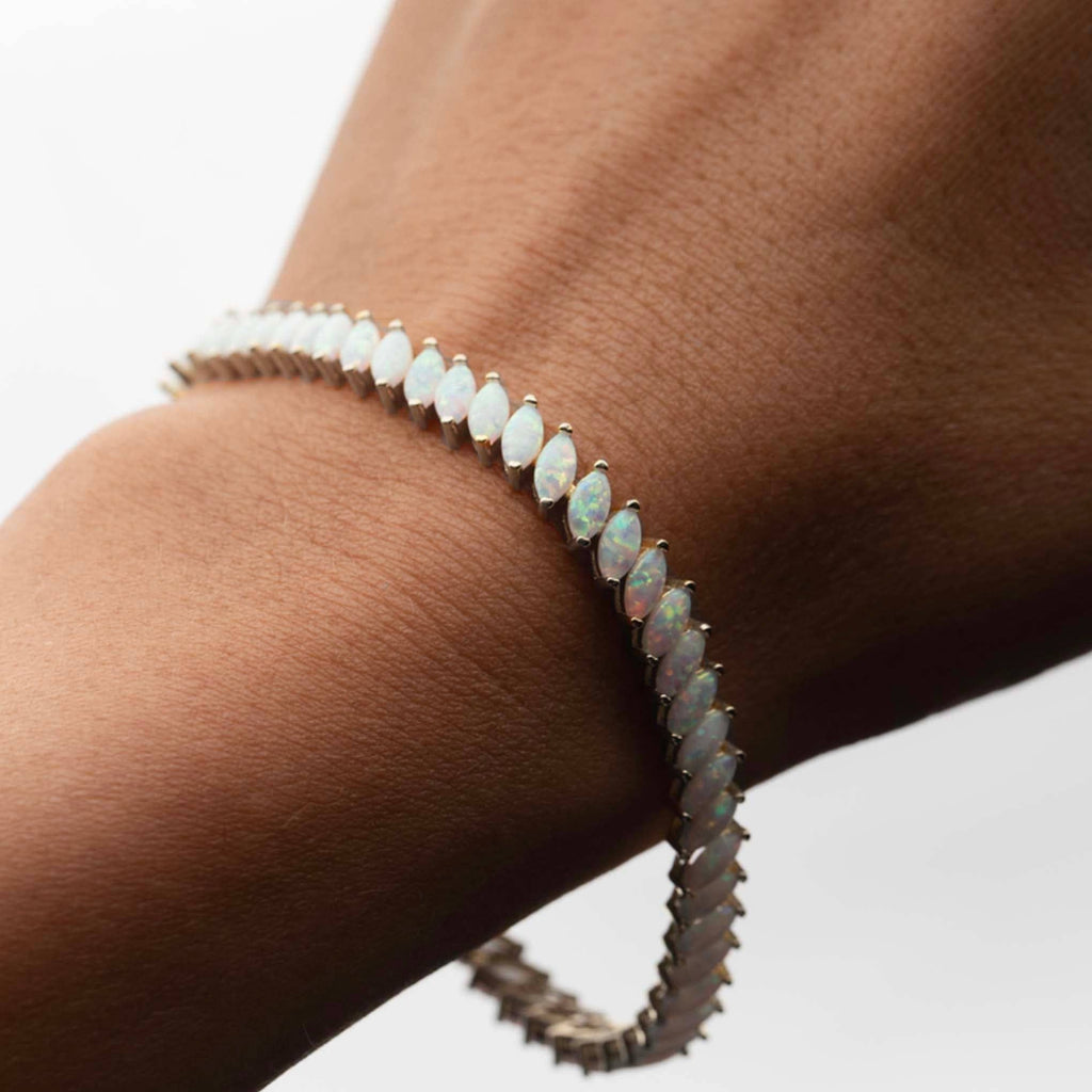 Sterling Silver Opal Fiare Tennis Bracelet