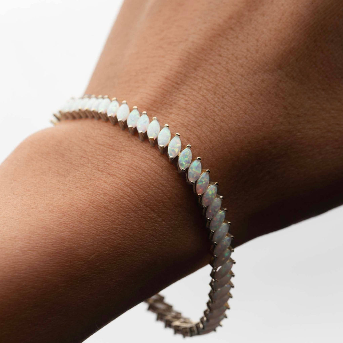 Sterling Silver Opal Fiare Tennis Bracelet