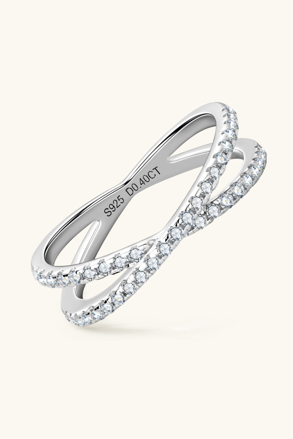 Moissanite 925 Sterling Silver Crisscross Ring