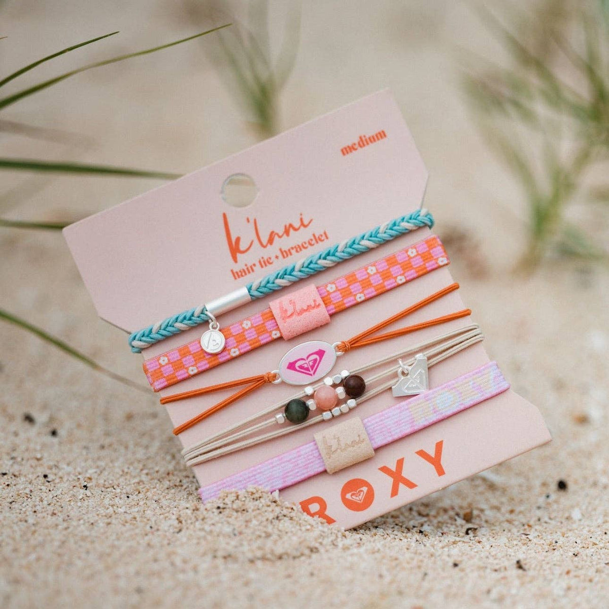 "Roxy Pink Tropics" Pink and Coral Island Vibe Hair Tie Bracelets