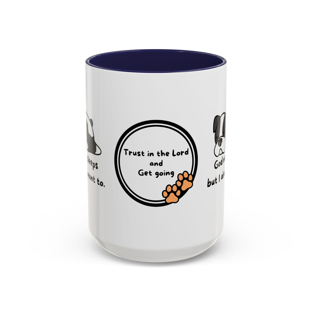 Christian "God never sleeps" 11 oz and 15oz Accent Mug, multiple colors, Christian Mug