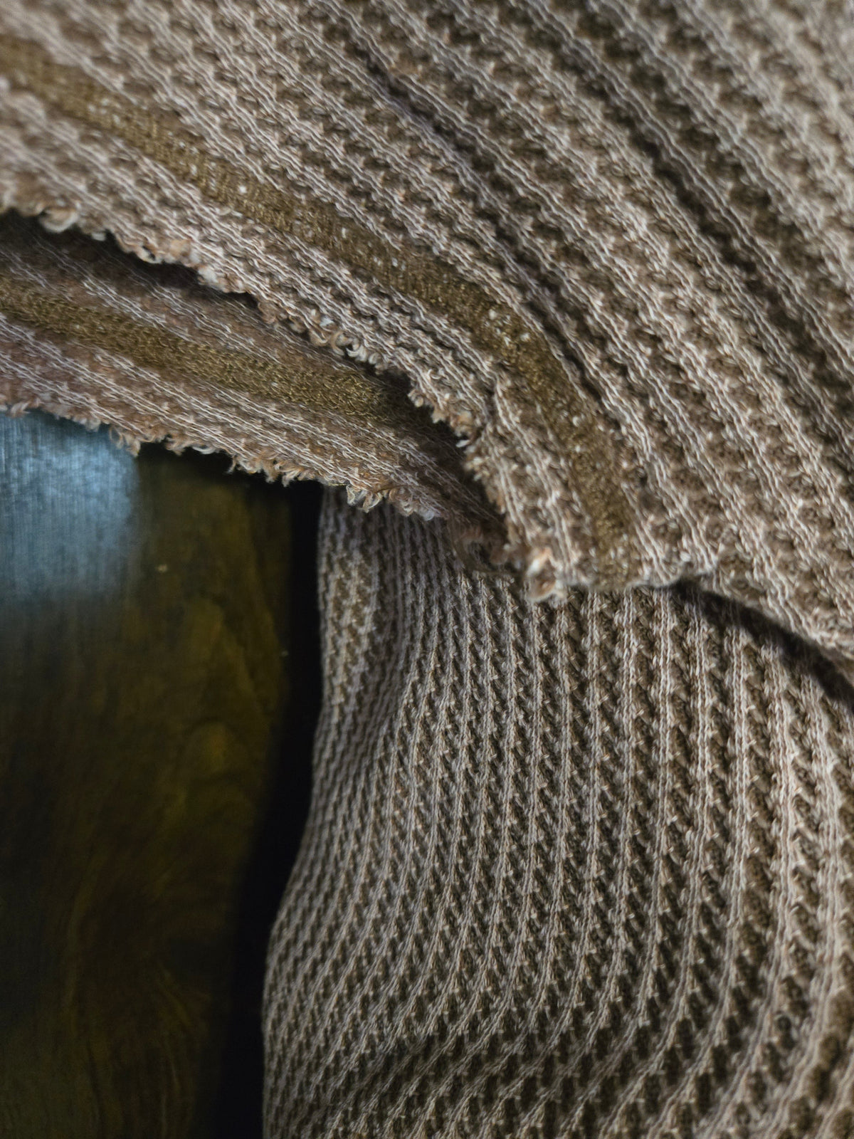 Zenana Waffle Knit Button-Up Top – Taupe Brown
