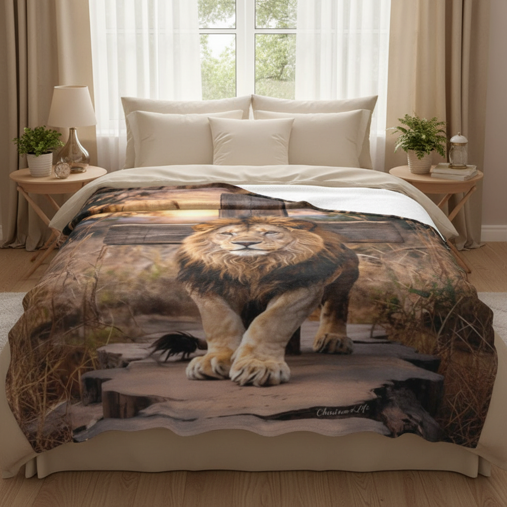 Lion of Judah, Rock and Cross - Ultra-Soft Micro Fleece Blanket (multiple sizes)