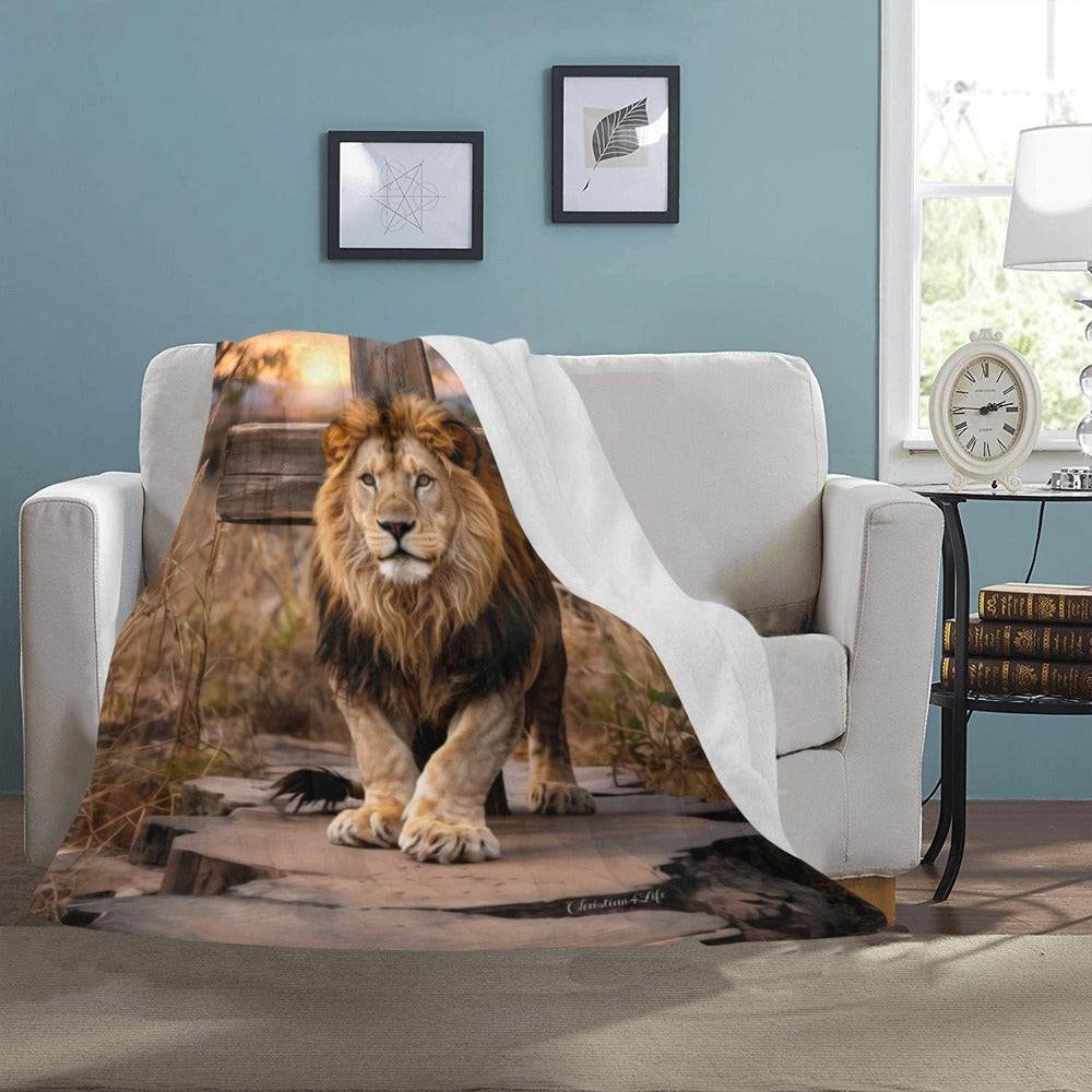 Lion of Judah, Rock and Cross - Ultra-Soft Micro Fleece Blanket (multiple sizes)