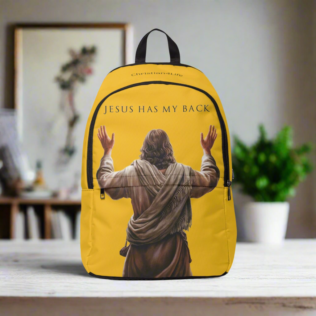 "Jesus Has My Back" Christian Backpack (Choose Yellow Shade))