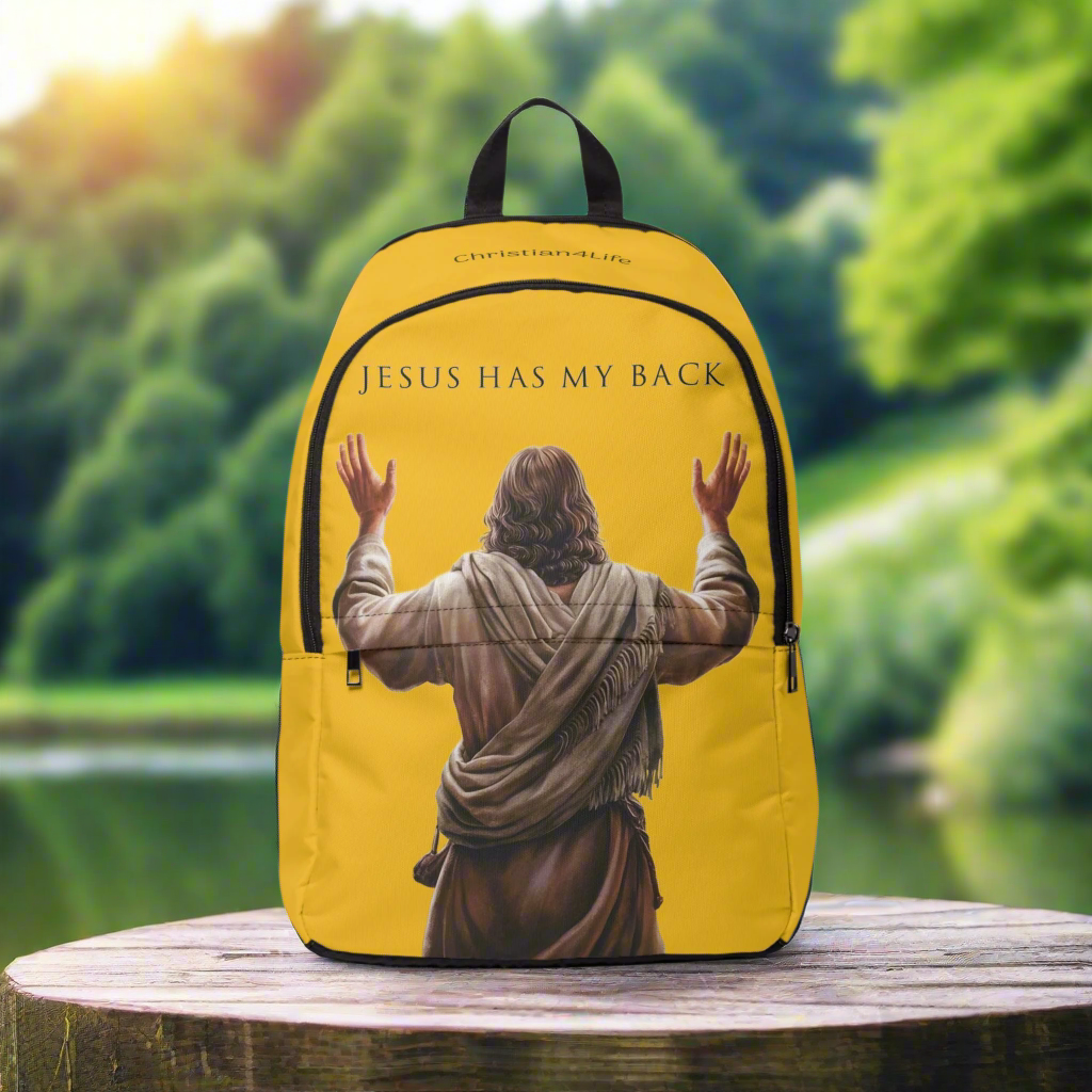 "Jesus Has My Back" Christian Backpack (Choose Yellow Shade))