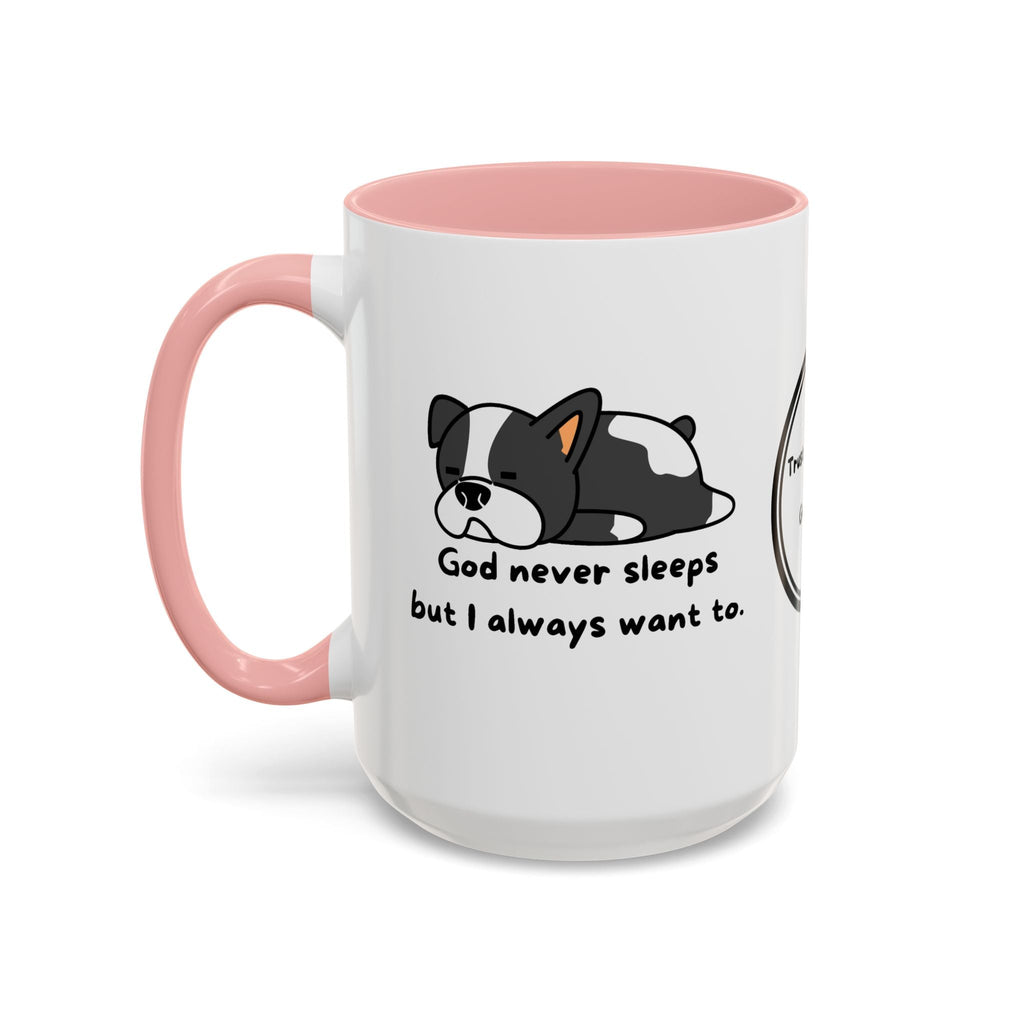 Christian "God never sleeps" 11 oz and 15oz Accent Mug, multiple colors, Christian Mug