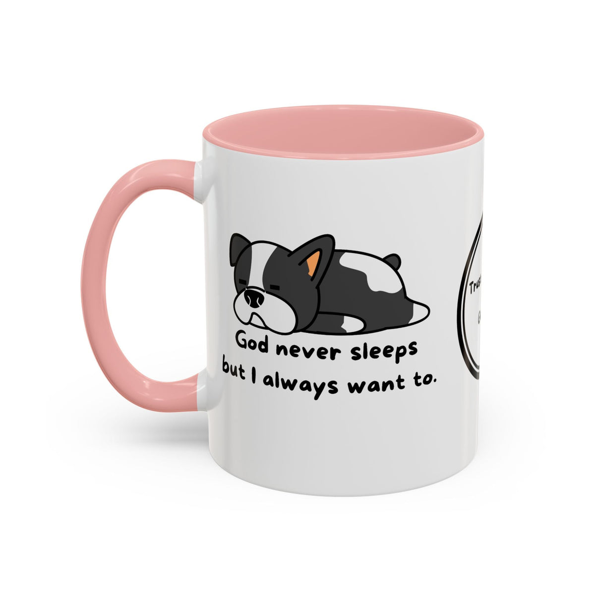 Christian "God never sleeps" 11 oz and 15oz Accent Mug, multiple colors, Christian Mug