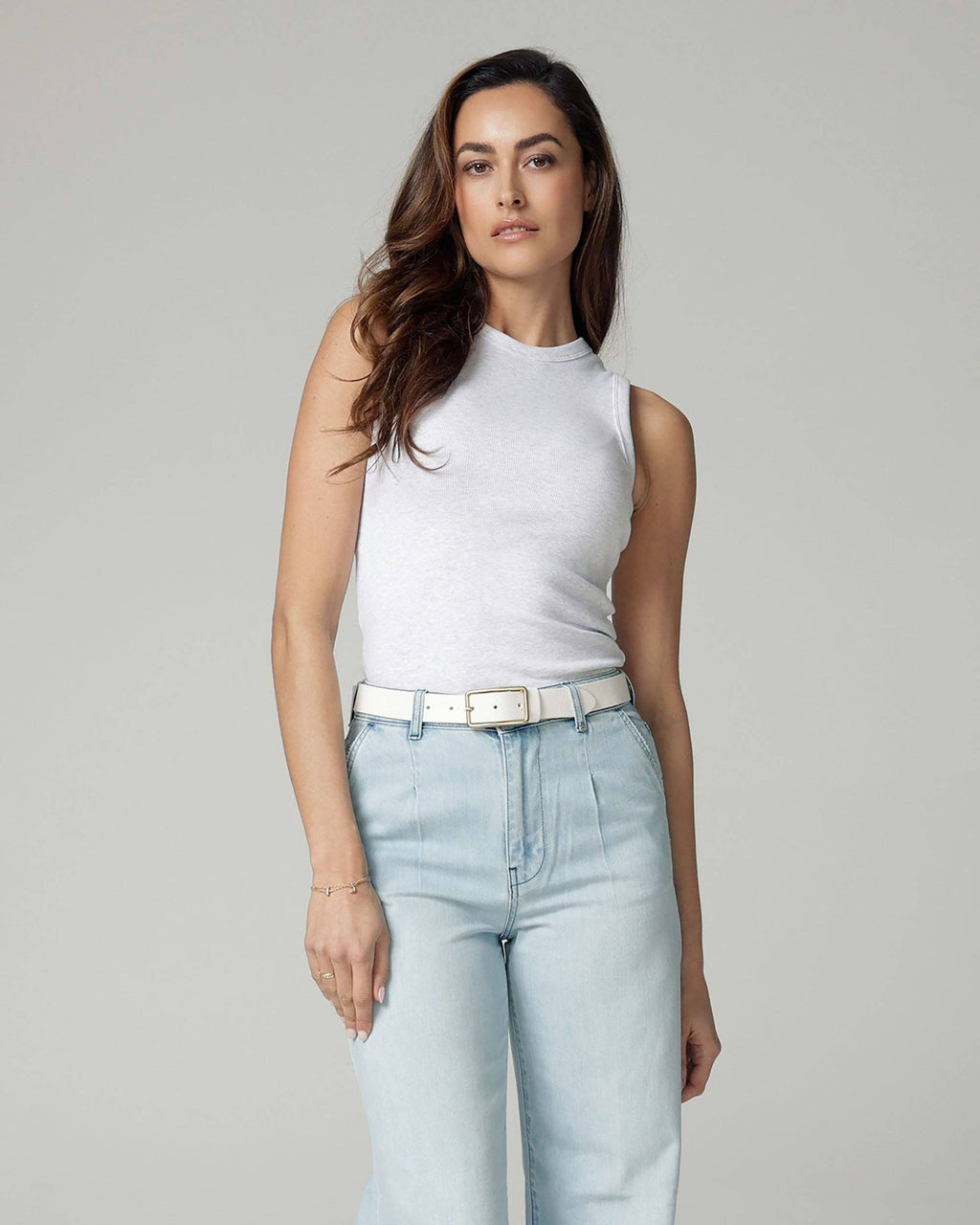 Nora | Italian Leather Belt with Rectangular Buckle